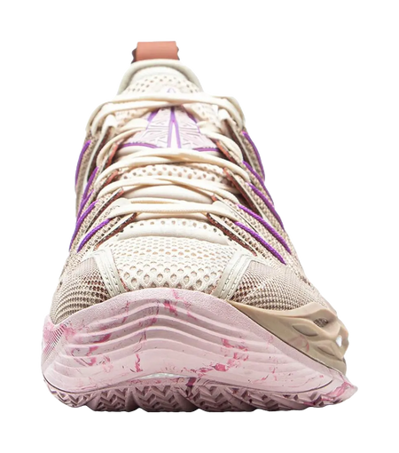 LiNing Buckets Cushioning Slip Resistant Waterproof Low Top Basketball Shoes Mens Gray Purple  vjsneaker.com