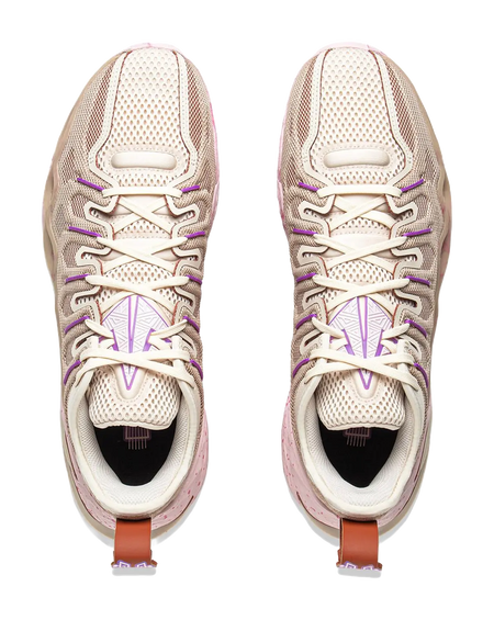 LiNing Buckets Cushioning Slip Resistant Waterproof Low Top Basketball Shoes Mens Gray Purple  vjsneaker.com