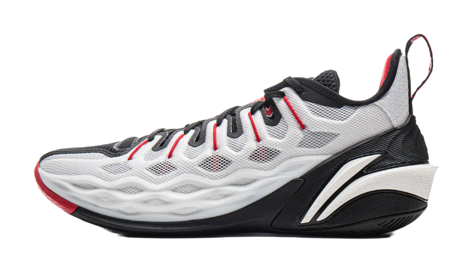 LiNing Buckets Shock Absorbers Slip Resistant Breathable Low Top Basketball Shoes Mens Black White  vjsneaker.com