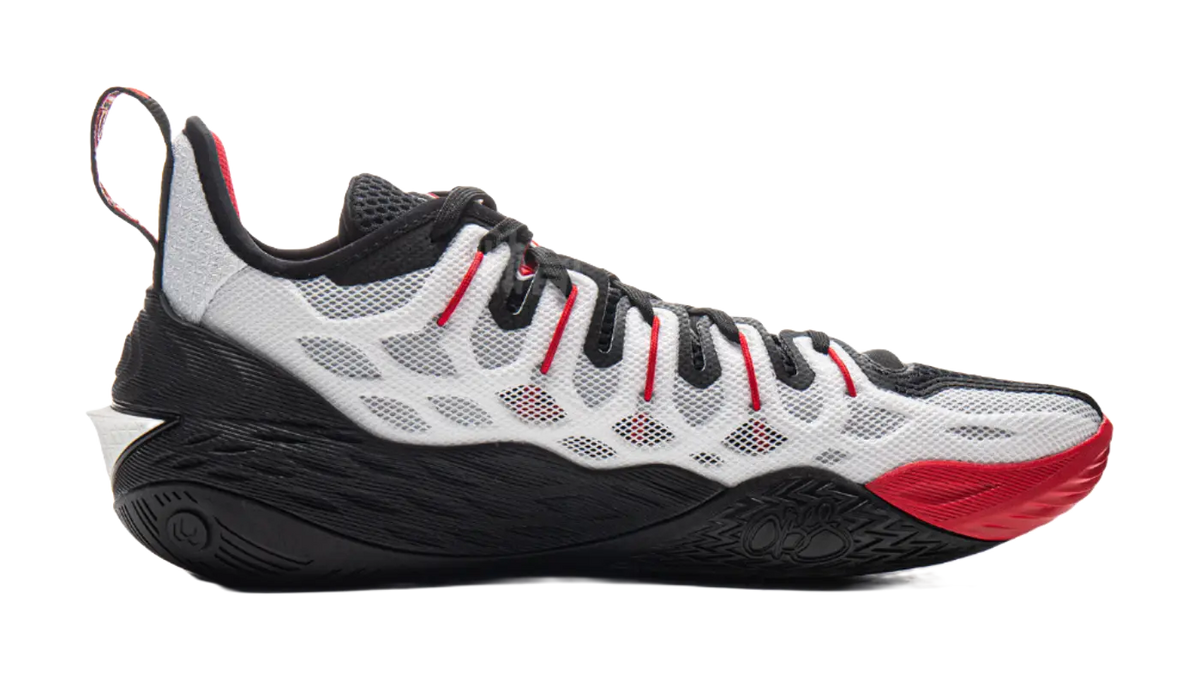 LiNing Buckets Shock Absorbers Slip Resistant Breathable Low Top Basketball Shoes Mens Black White  vjsneaker.com