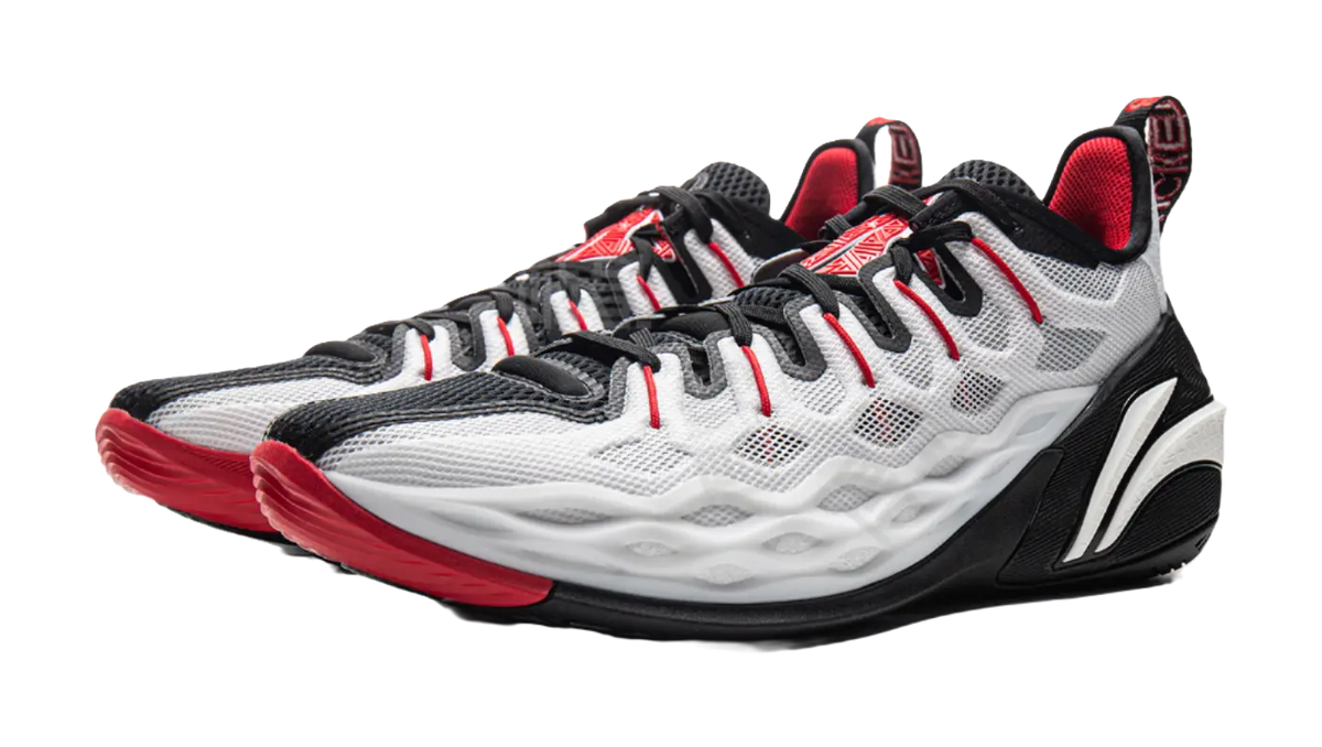 LiNing Buckets Shock Absorbers Slip Resistant Breathable Low Top Basketball Shoes Mens Black White  vjsneaker.com