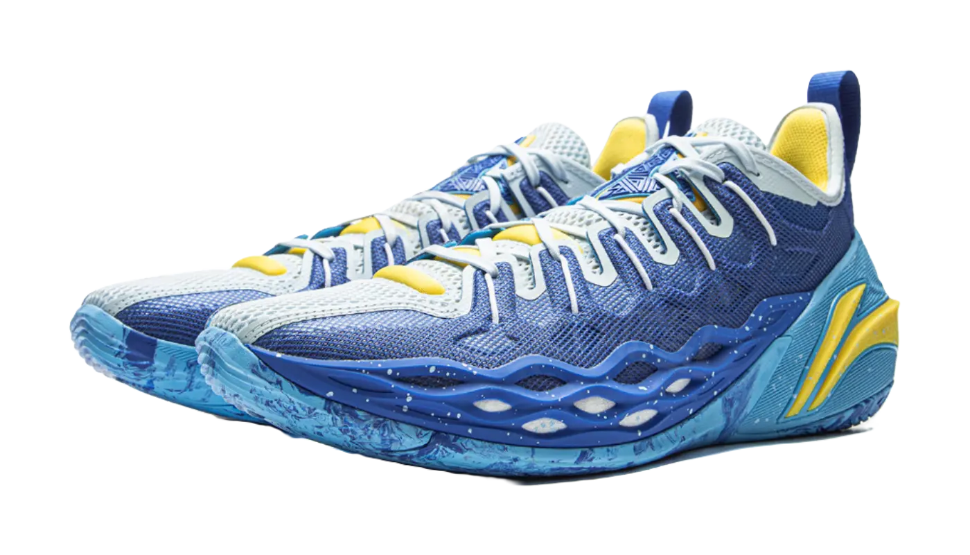 LiNing Buckets Shock Absorbers Slip Resistant Breathable Low Top Basketball Shoes Mens Blue  vjsneaker.com