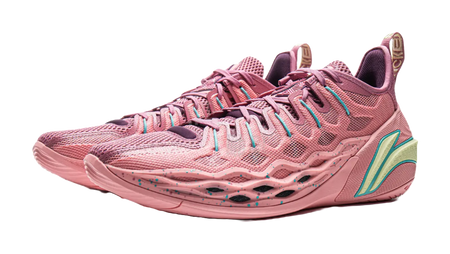 LiNing Buckets Shock Absorbers Slip Resistant Breathable Low Top Basketball Shoes Mens Pink  vjsneaker.com