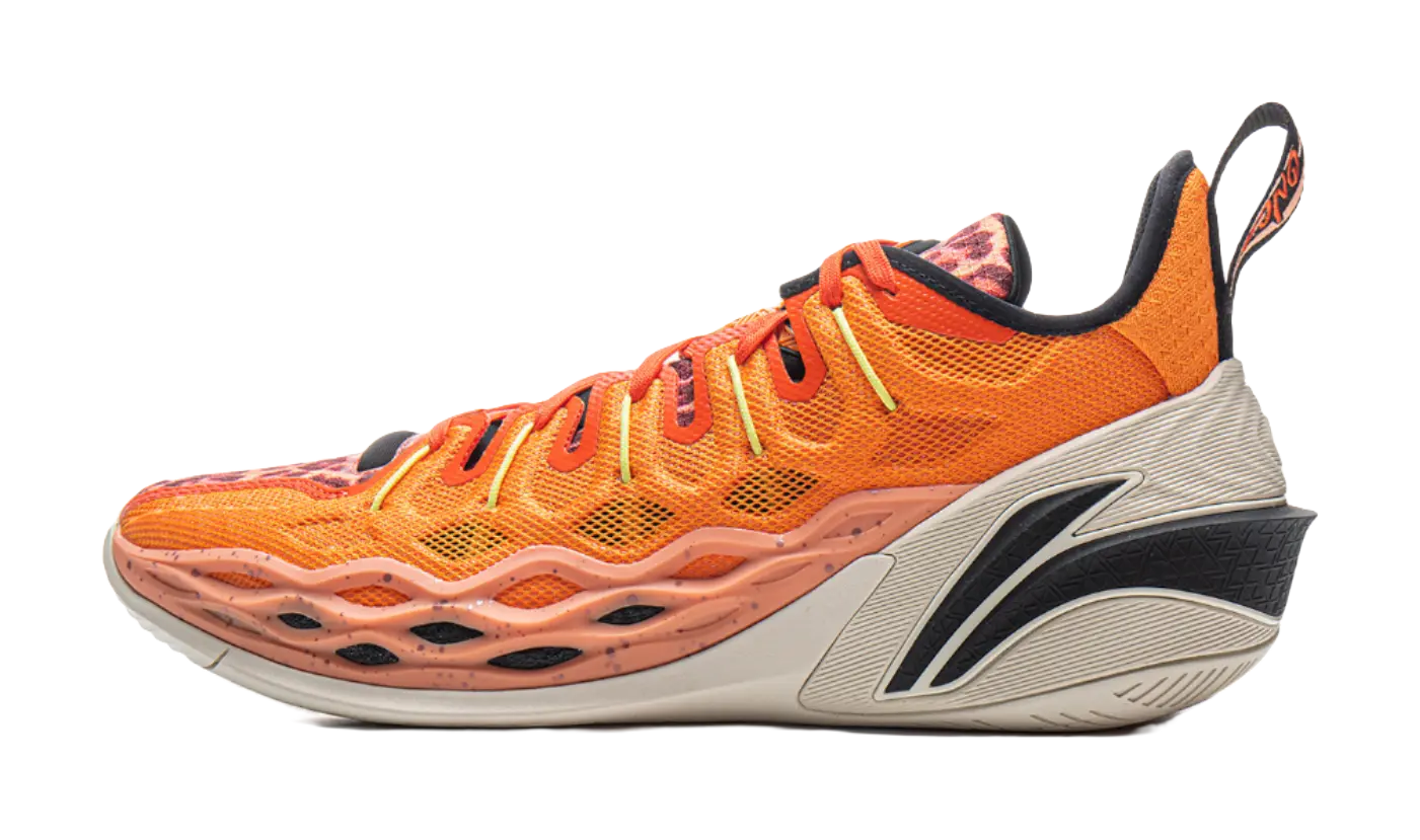 LiNing Buckets Shock Absorbers Slip Resistant Breathable Low Top Basketball Shoes Mens Sun Orange  vjsneaker.com