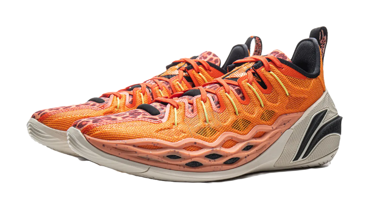 LiNing Buckets Shock Absorbers Slip Resistant Breathable Low Top Basketball Shoes Mens Sun Orange  vjsneaker.com