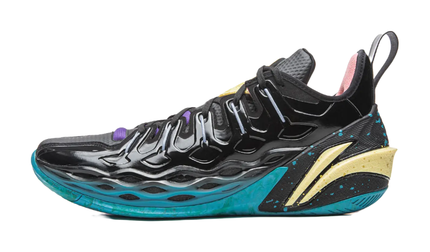 LiNing Buckets Shock Absorbers Slip Resistant Breathable Low top Basketball Shoes Mens Black  vjsneaker.com