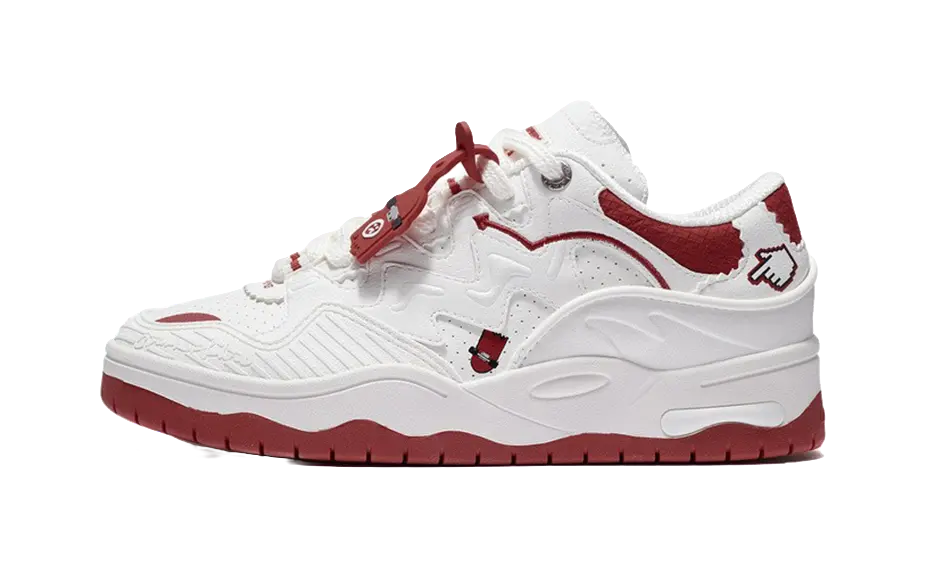 LiNing CF Tracing Theone Shock Absorbers Slip Resistant Abrasion Resistant Low top Casual Shoes Women's White Red 