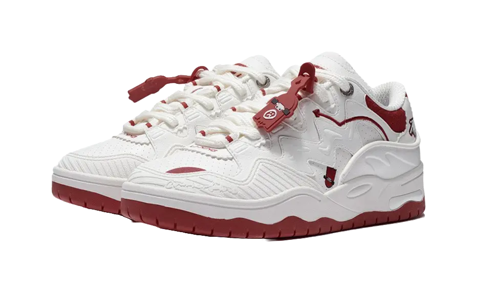 LiNing CF Tracing Theone Shock Absorbers Slip Resistant Abrasion Resistant Low top Casual Shoes Women's White Red 