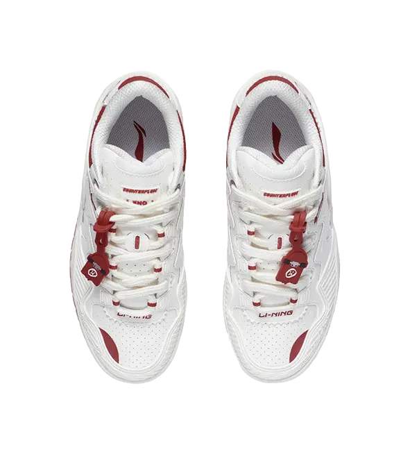 LiNing CF Tracing Theone Shock Absorbers Slip Resistant Abrasion Resistant Low top Casual Shoes Women's White Red 