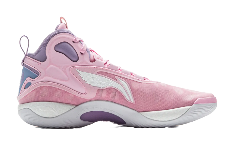 LiNing ChaoShuai 19 Cushioned Slip-Resistant Grip Mid-Top Basketball Shoes Mens Diamond Pink 