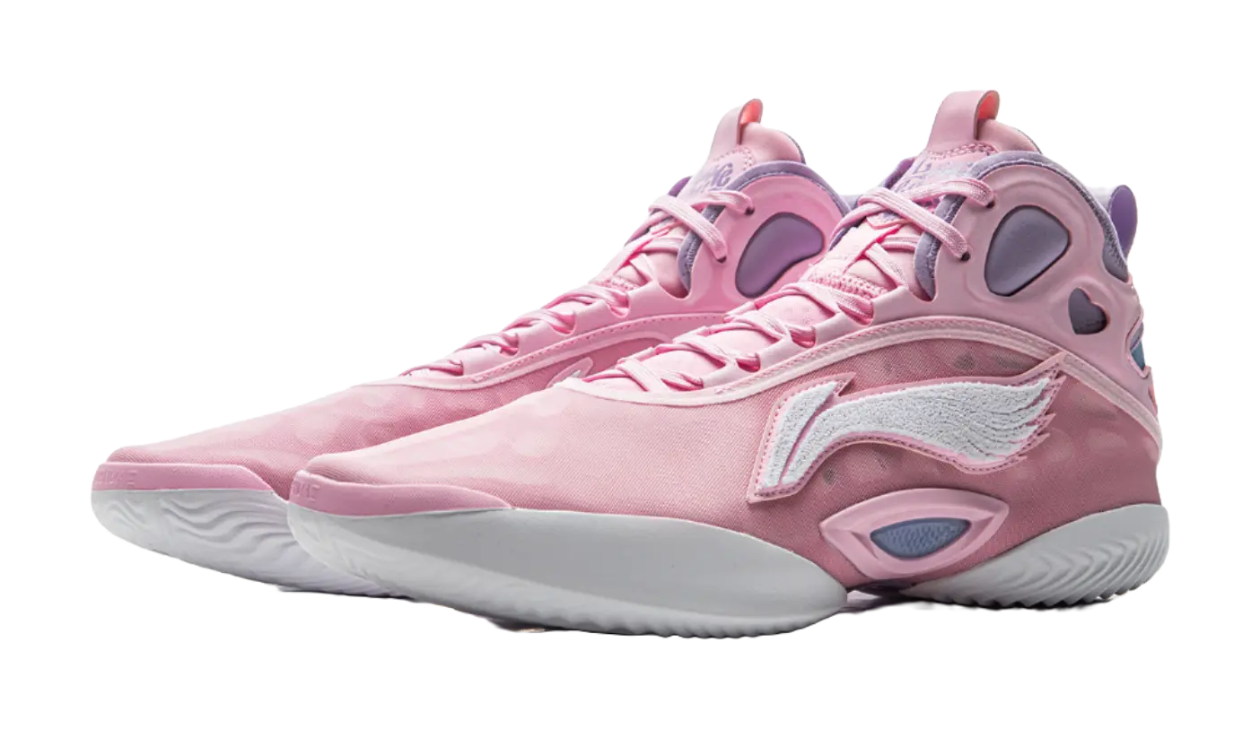 LiNing ChaoShuai 19 Cushioned Slip-Resistant Grip Mid-Top Basketball Shoes Mens Diamond Pink 