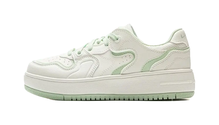 LiNing Cheese Anti-Slip And Wear-Resistant Breathable Low-Top Skateboard Shoes Women's White Green 