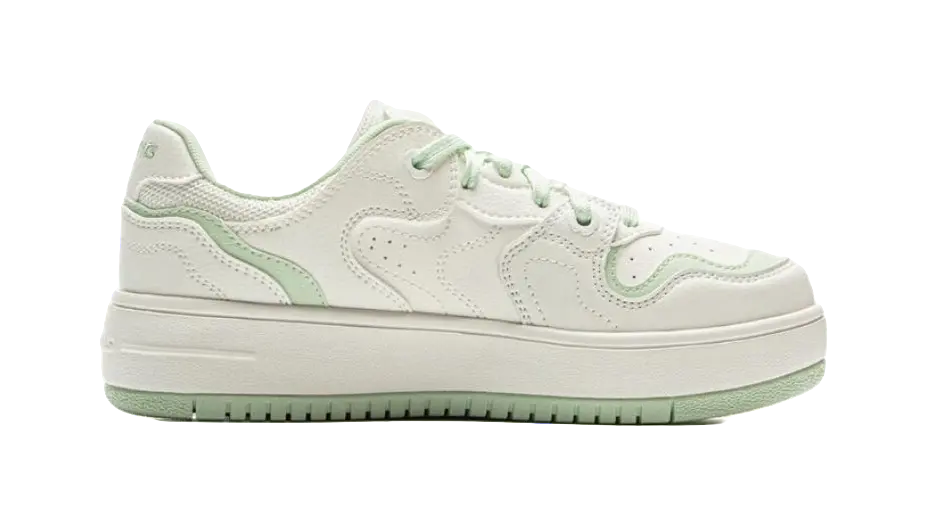 LiNing Cheese Anti-Slip And Wear-Resistant Breathable Low-Top Skateboard Shoes Women's White Green 