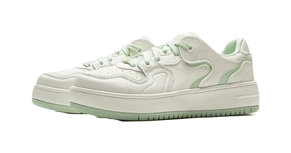 LiNing Cheese Anti-Slip And Wear-Resistant Breathable Low-Top Skateboard Shoes Women's White Green 