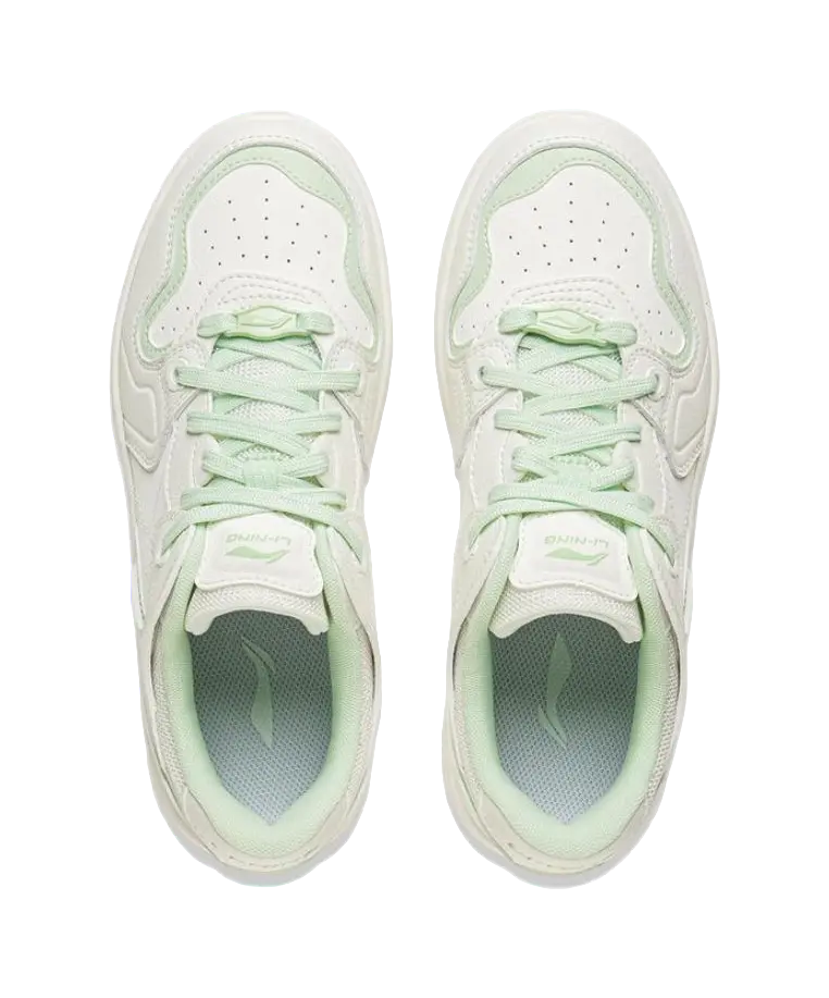 LiNing Cheese Anti-Slip And Wear-Resistant Breathable Low-Top Skateboard Shoes Women's White Green 