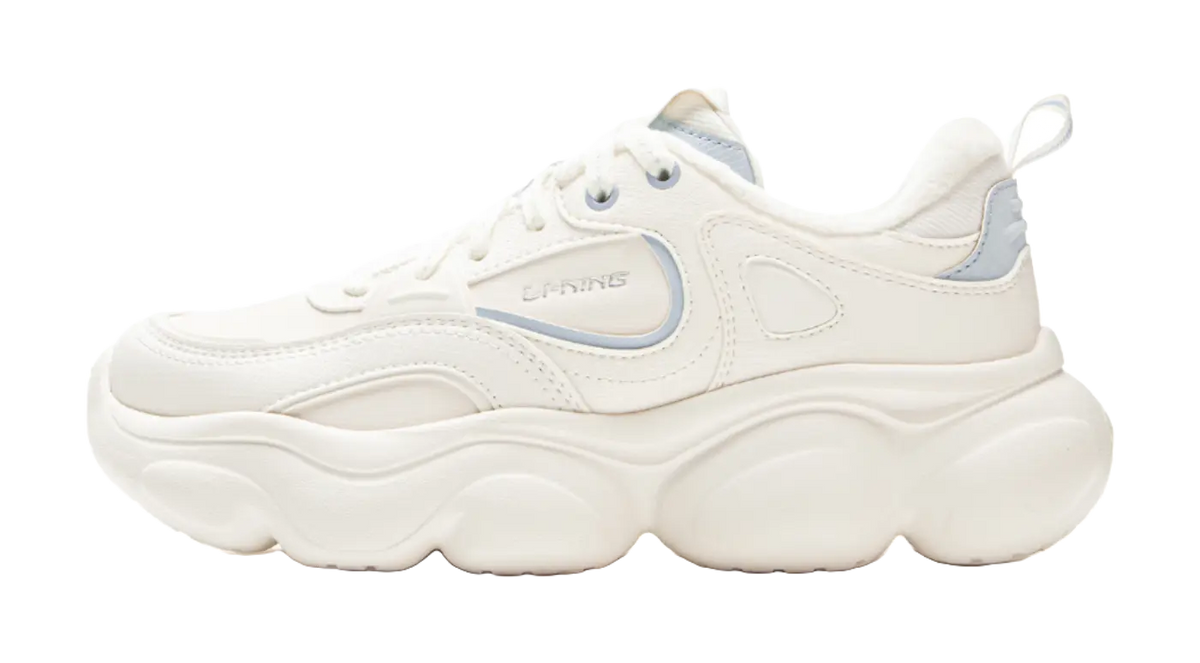 LiNing Clouds Cushioning Slip Resistant Abrasion Resistant Lightweight Rebound Low top Casual Shoes Womens Mist White  vjsneaker.com