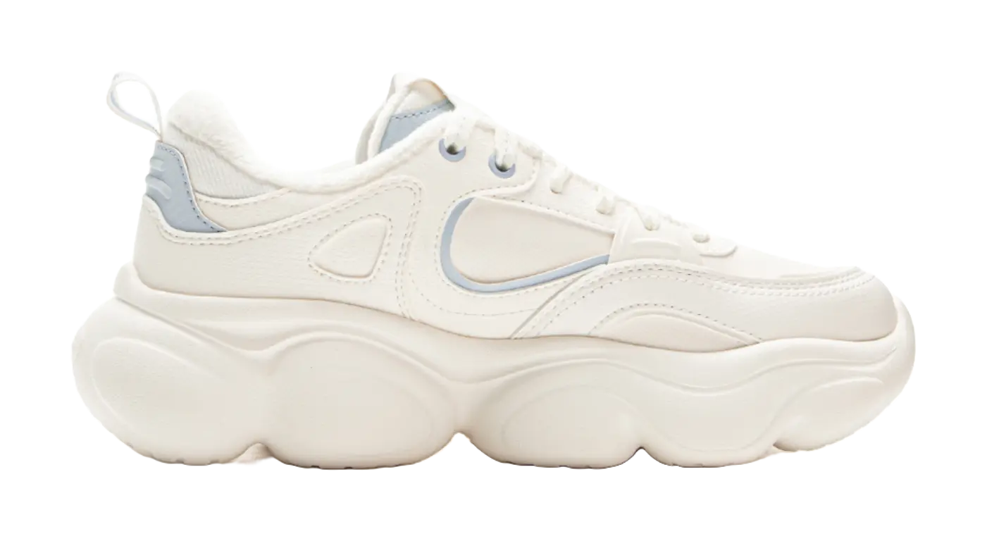 LiNing Clouds Cushioning Slip Resistant Abrasion Resistant Lightweight Rebound Low top Casual Shoes Womens Mist White  vjsneaker.com