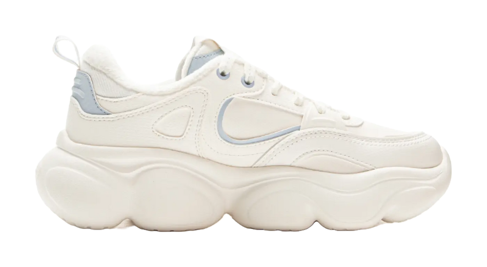 LiNing Clouds Cushioning Slip Resistant Abrasion Resistant Lightweight Rebound Low top Casual Shoes Womens Mist White  vjsneaker.com