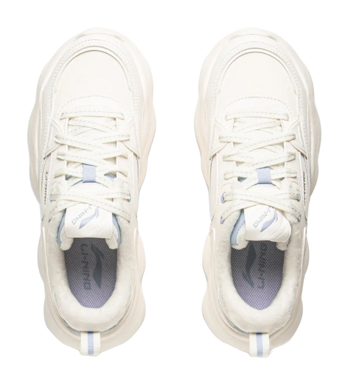 LiNing Clouds Cushioning Slip Resistant Abrasion Resistant Lightweight Rebound Low top Casual Shoes Womens Mist White  vjsneaker.com