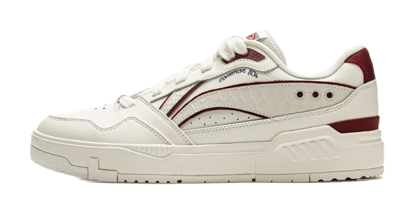 LiNing Common 80s Anti-Slip And Wear-Resistant Height Increasing Low-Top Skateboard Shoes Men's White Red 