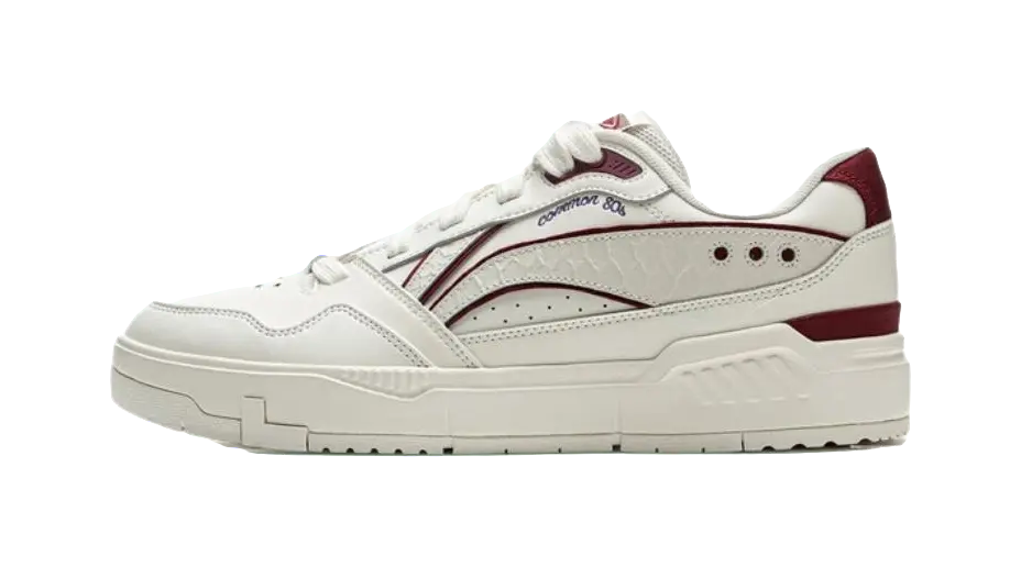 LiNing Common 80s Anti-Slip And Wear-Resistant Height Increasing Low-Top Skateboard Shoes Men's White Red 