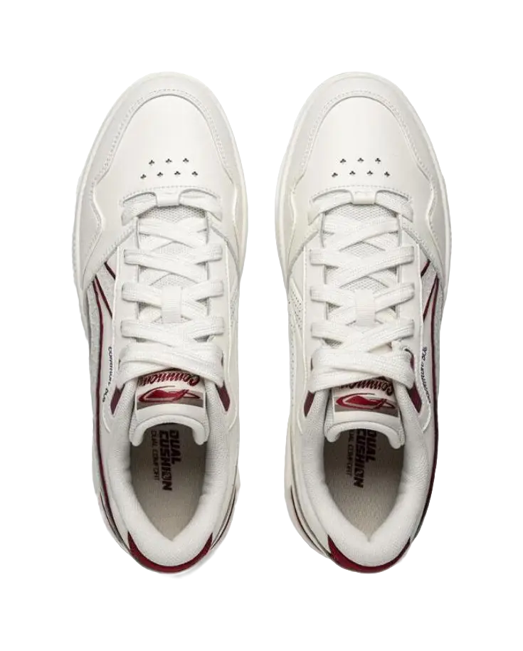 LiNing Common 80s Anti-Slip And Wear-Resistant Height Increasing Low-Top Skateboard Shoes Men's White Red 
