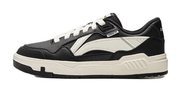 LiNing Common 80s Slip Resistant Abrasion Resistant Low top Skateboard Shoes Men's Black White 
