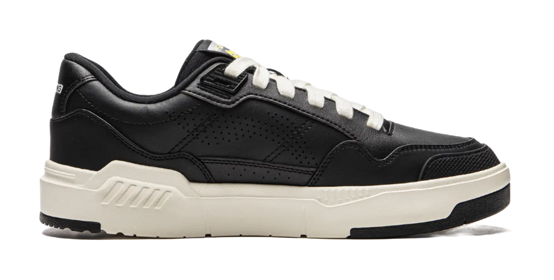 LiNing Common 80s Slip Resistant Abrasion Resistant Low top Skateboard Shoes Men's Black White 