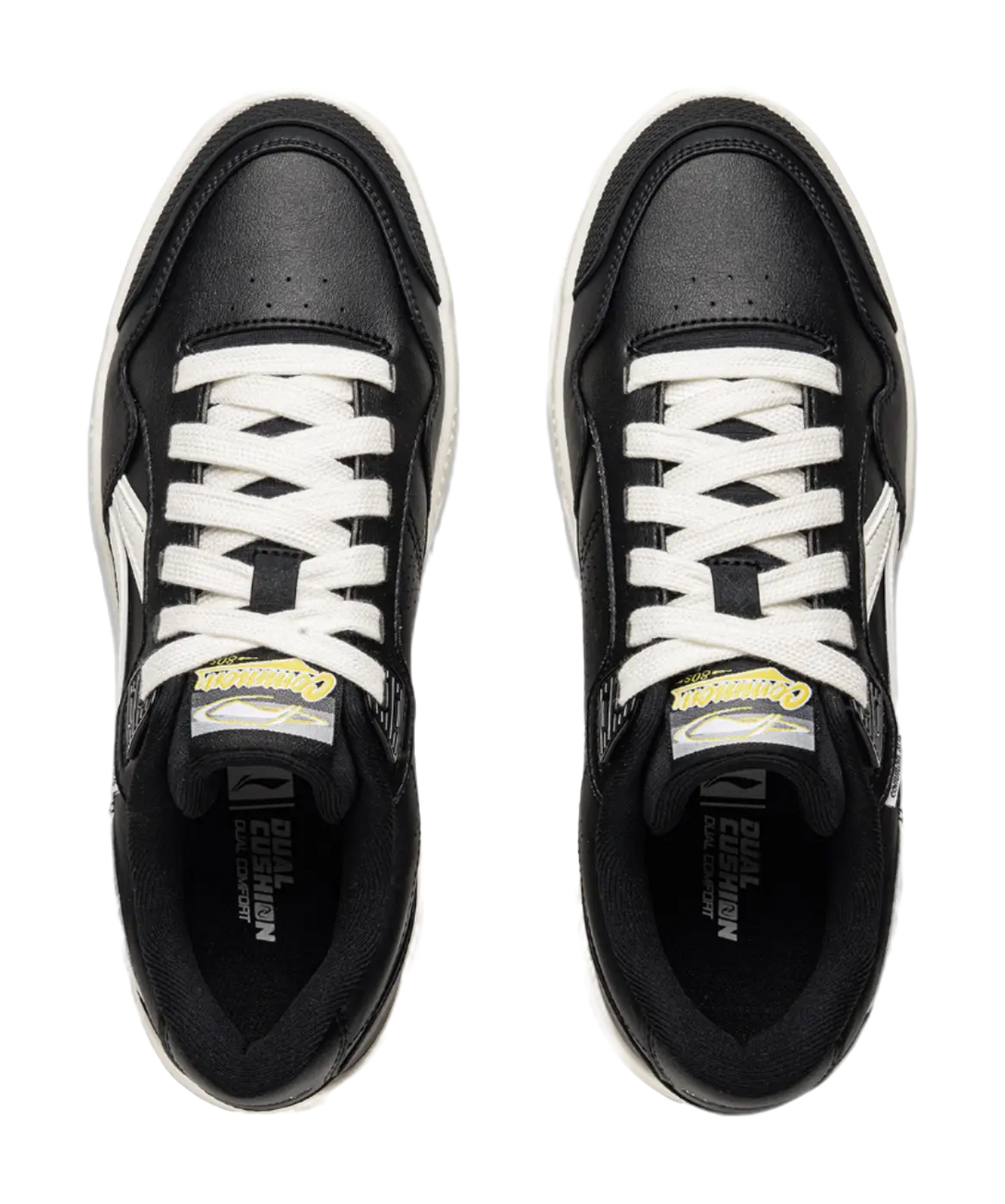LiNing Common 80s Slip Resistant Abrasion Resistant Low top Skateboard Shoes Men's Black White 
