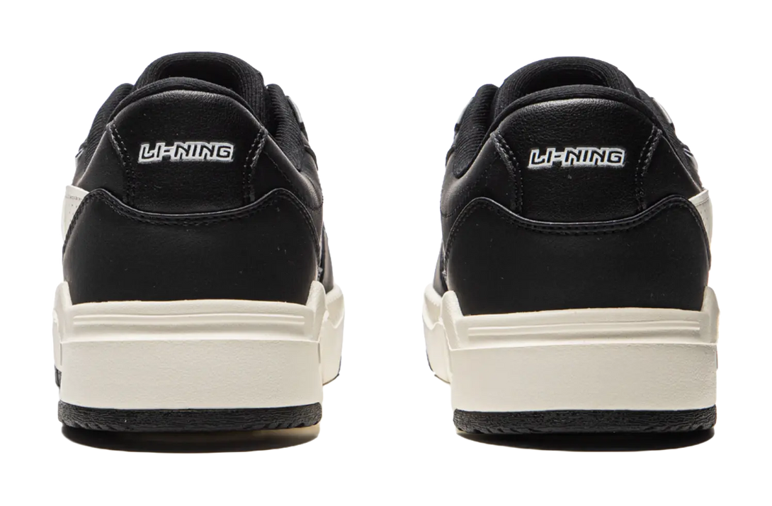 LiNing Common 80s Slip Resistant Abrasion Resistant Low top Skateboard Shoes Men's Black White 