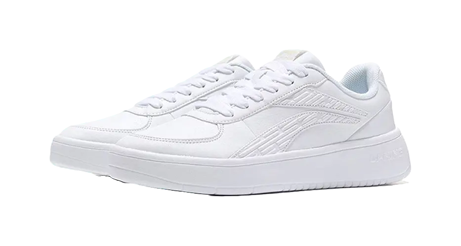 LiNing Coverage Slip Resistant, Abrasion Resistant, Lightweight Low top Skateboard Shoes Men's Pure White 