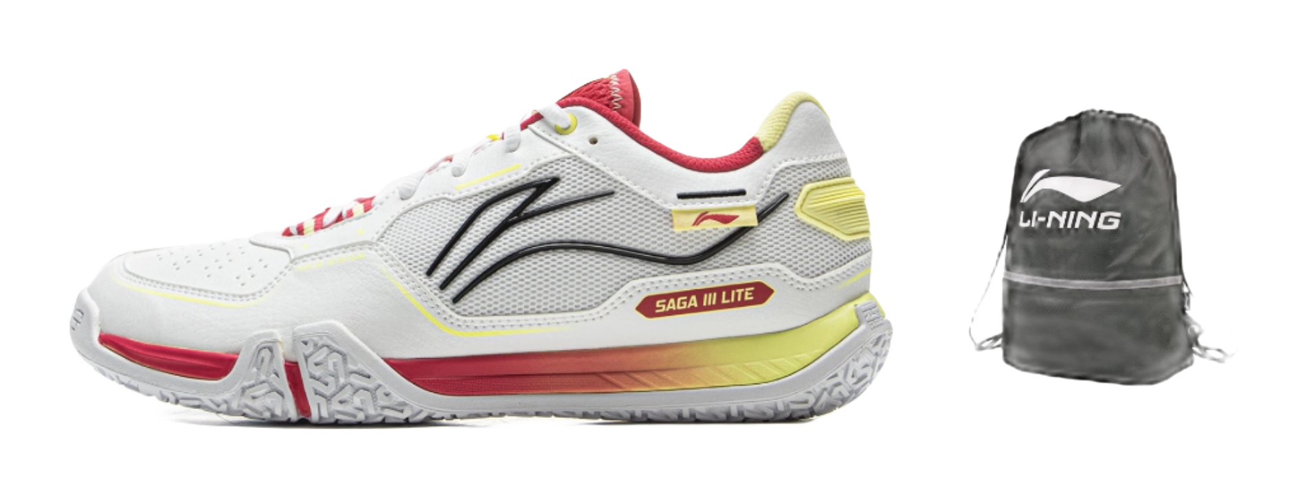 LiNing Cushioned Slip-Resistant Abrasion-Resistant Low-Top Badminton Shoes Unisex Gray Red 