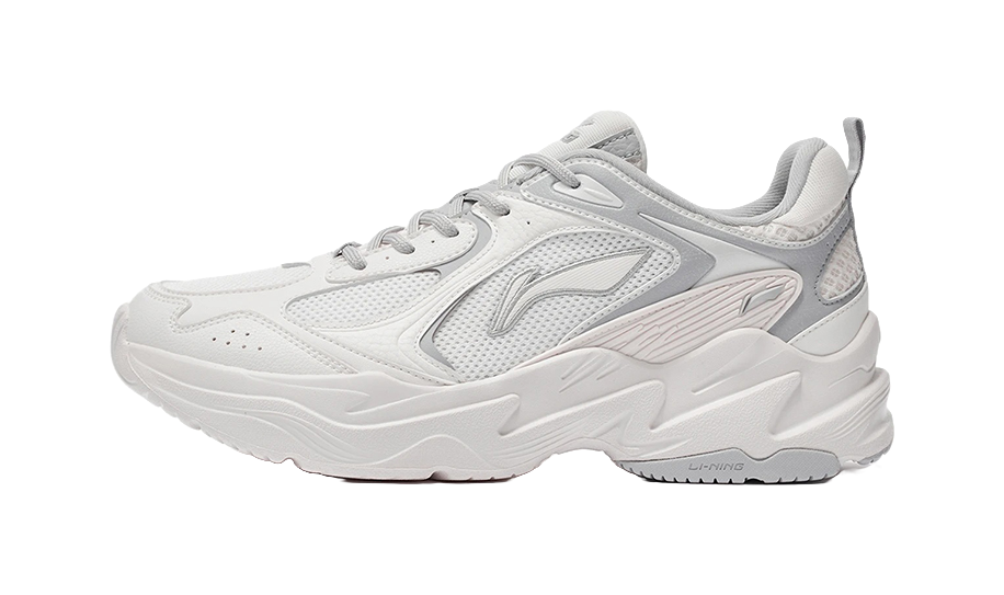 LiNing Cushioning Anti Slip And Wear Resistant Support Low Top Casual Running Shoes Men's White Gray 