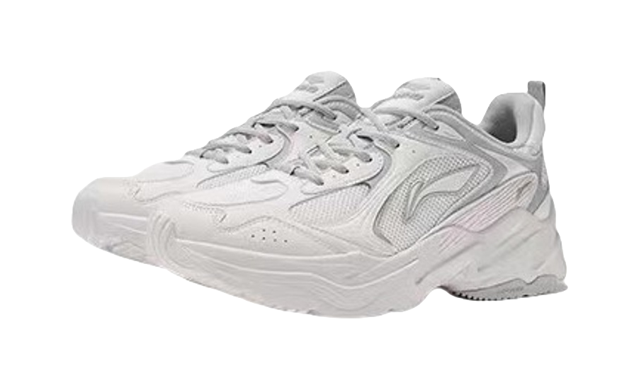 LiNing Cushioning Anti Slip And Wear Resistant Support Low Top Casual Running Shoes Men's White Gray 