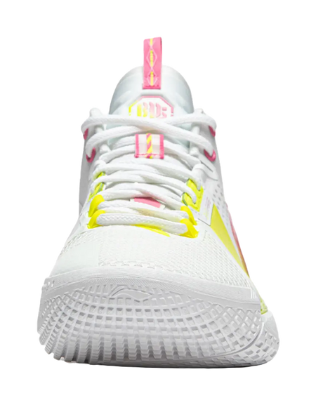 LiNing Cushioning Anti-Slip Wear-Resistant Breathable Support Rebound Mid-Top Basketball Shoes Mens White Yellow Pink 