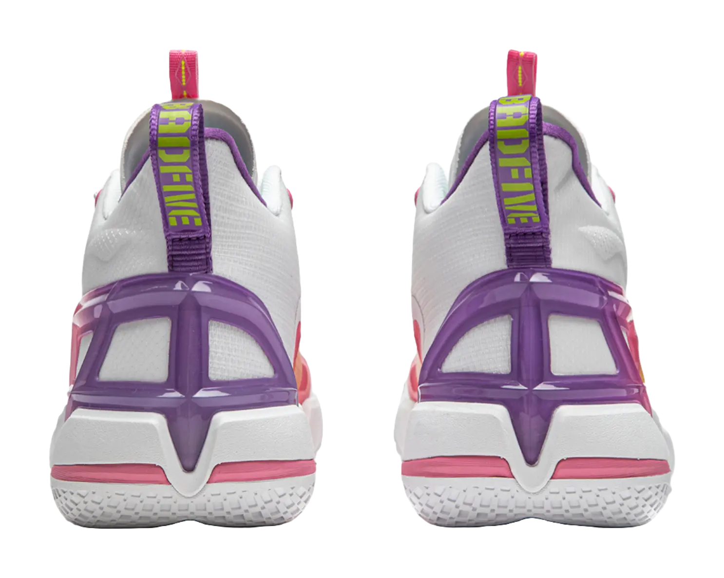 LiNing Cushioning Anti-Slip Wear-Resistant Breathable Support Rebound Mid-Top Basketball Shoes Mens White Yellow Pink 