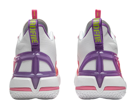 LiNing Cushioning Anti-Slip Wear-Resistant Breathable Support Rebound Mid-Top Basketball Shoes Mens White Yellow Pink 