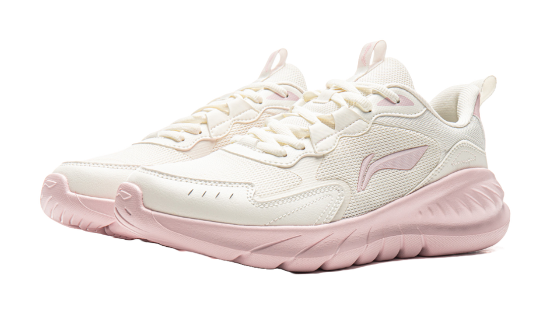 LiNing Cushioning, Abrasion Resistant, Breathable, Lightweight Low Top Sprint Running Shoes Women's Ivory 