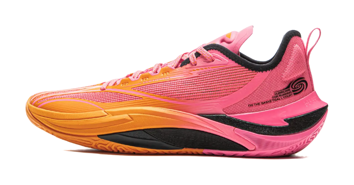 LiNing Cushioning, Slip Resistant, Abrasion Resistant, Rebound Grip Low Top Basketball Shoes Mens Pink Orange  vjsneaker.com