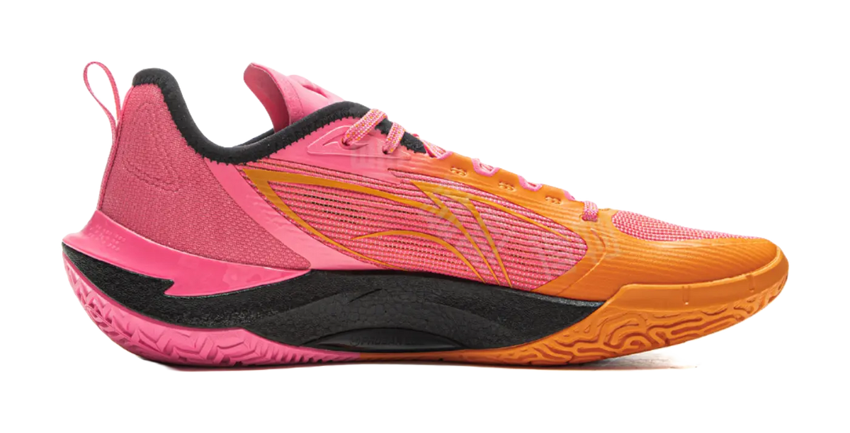 LiNing Cushioning, Slip Resistant, Abrasion Resistant, Rebound Grip Low Top Basketball Shoes Mens Pink Orange  vjsneaker.com