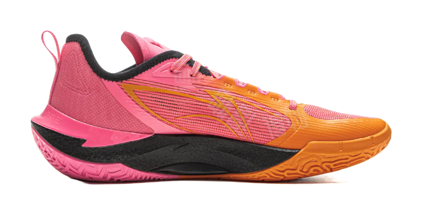 LiNing Cushioning, Slip Resistant, Abrasion Resistant, Rebound Grip Low Top Basketball Shoes Mens Pink Orange  vjsneaker.com