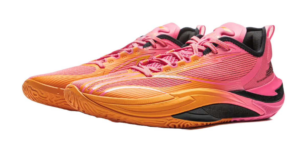 LiNing Cushioning, Slip Resistant, Abrasion Resistant, Rebound Grip Low Top Basketball Shoes Mens Pink Orange  vjsneaker.com
