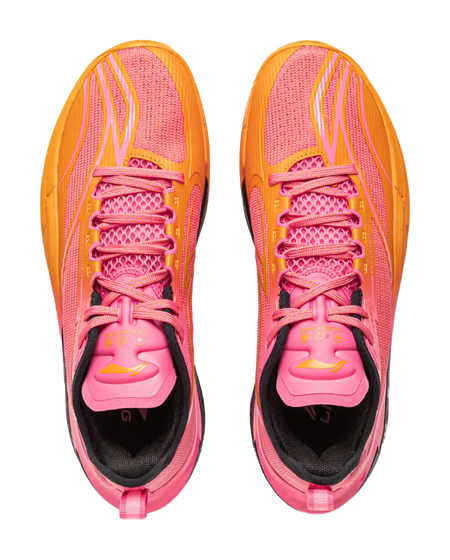 LiNing Cushioning, Slip Resistant, Abrasion Resistant, Rebound Grip Low Top Basketball Shoes Mens Pink Orange  vjsneaker.com