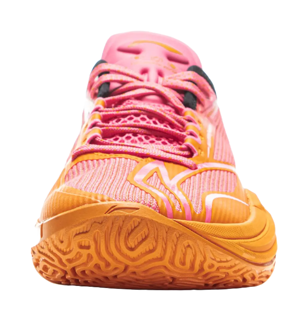 LiNing Cushioning, Slip Resistant, Abrasion Resistant, Rebound Grip Low Top Basketball Shoes Mens Pink Orange  vjsneaker.com