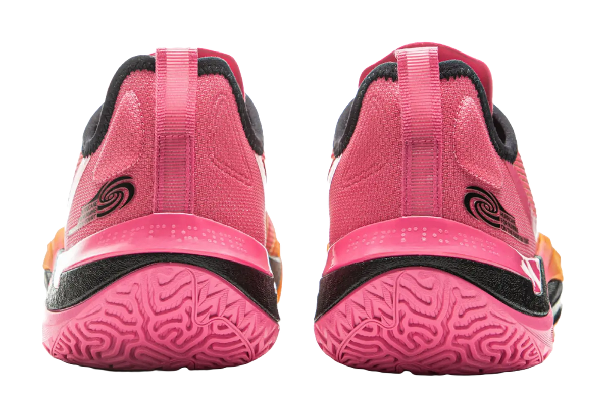 LiNing Cushioning, Slip Resistant, Abrasion Resistant, Rebound Grip Low Top Basketball Shoes Mens Pink Orange  vjsneaker.com