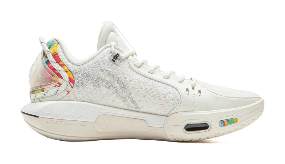 LiNing Cushioning, Wear Resistant Low top Basketball Shoes Mens Champagne White 