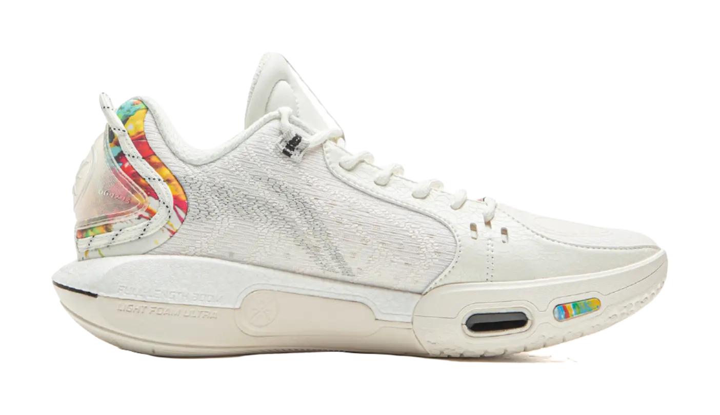 LiNing Cushioning, Wear Resistant Low top Basketball Shoes Mens Champagne White 