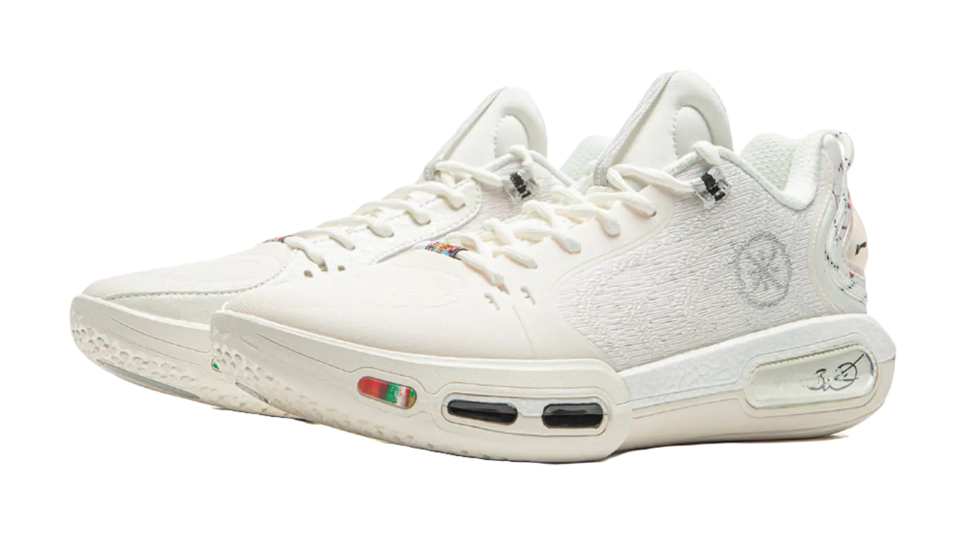 LiNing Cushioning, Wear Resistant Low top Basketball Shoes Mens Champagne White 