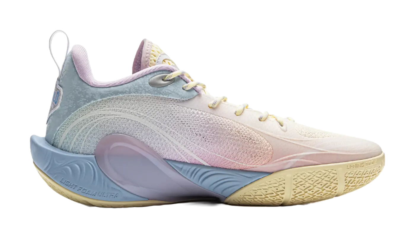 LiNing DLO1 Cushioning, Slip Resistant, Abrasion Resistant, Rebound Grip Low Top Basketball Shoes Mens White Pink  vjsneaker.com