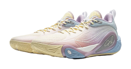 LiNing DLO1 Cushioning, Slip Resistant, Abrasion Resistant, Rebound Grip Low Top Basketball Shoes Mens White Pink  vjsneaker.com